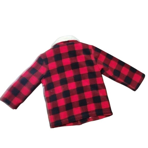 Toddler Buffalo Check Jacket 24 Months Red Black Sherpa Lined Button Up Coat - Picture 2 of 8